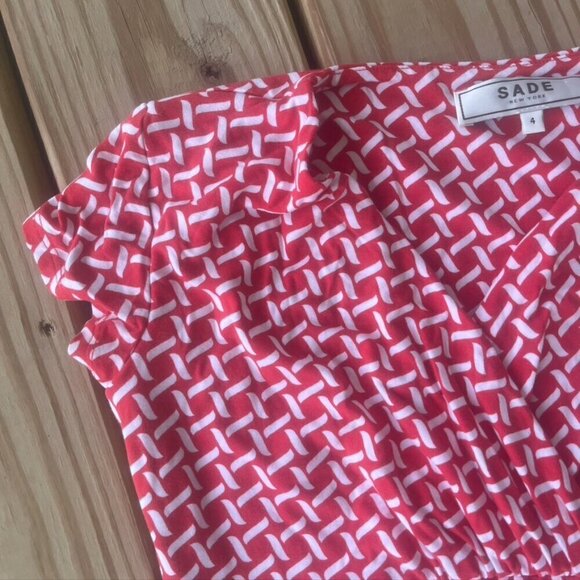 Sade New York Red Orange Wrap Fit and Flare Vneck Dress Size 4 - Picture 5 of 11